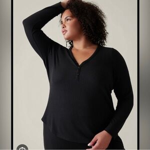 Athleta Wind Down Black Sleep Top Women's Size 2X NWT